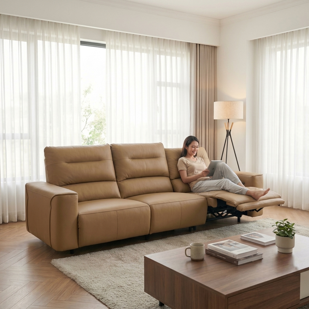 Ghế sofa 3 chỗ ngồi có điều chỉnh duỗi thẳng nệm ngồi bằng điện